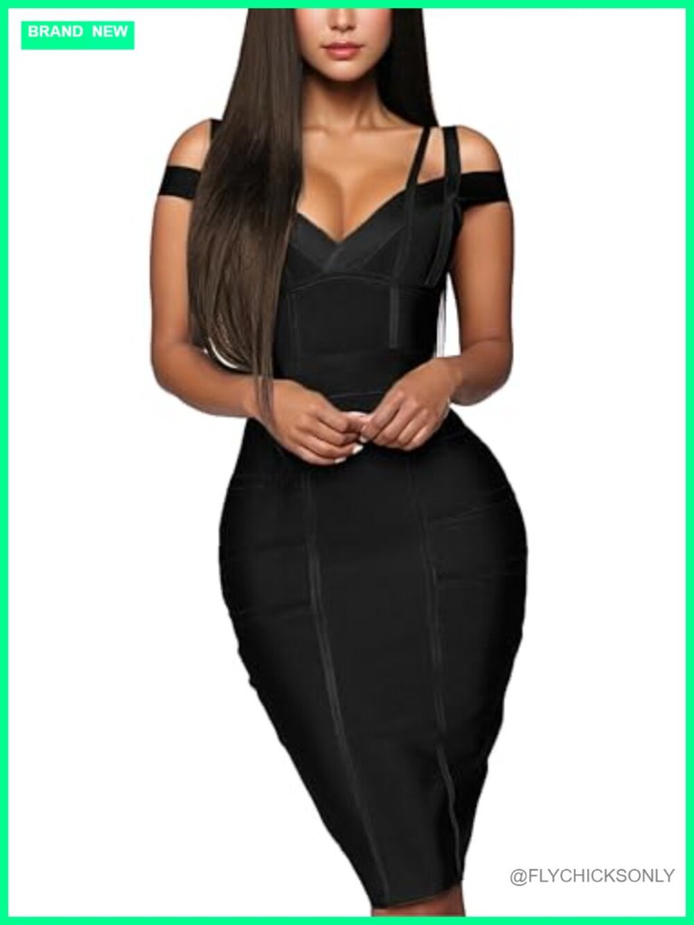 Womens Elegant Bandage Dress V-Neck Bodycon Stretch Cocktail Party